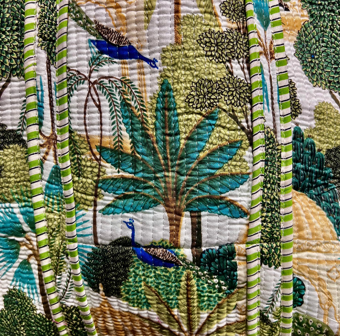 Gazebo & Peacock Print Tote in Green