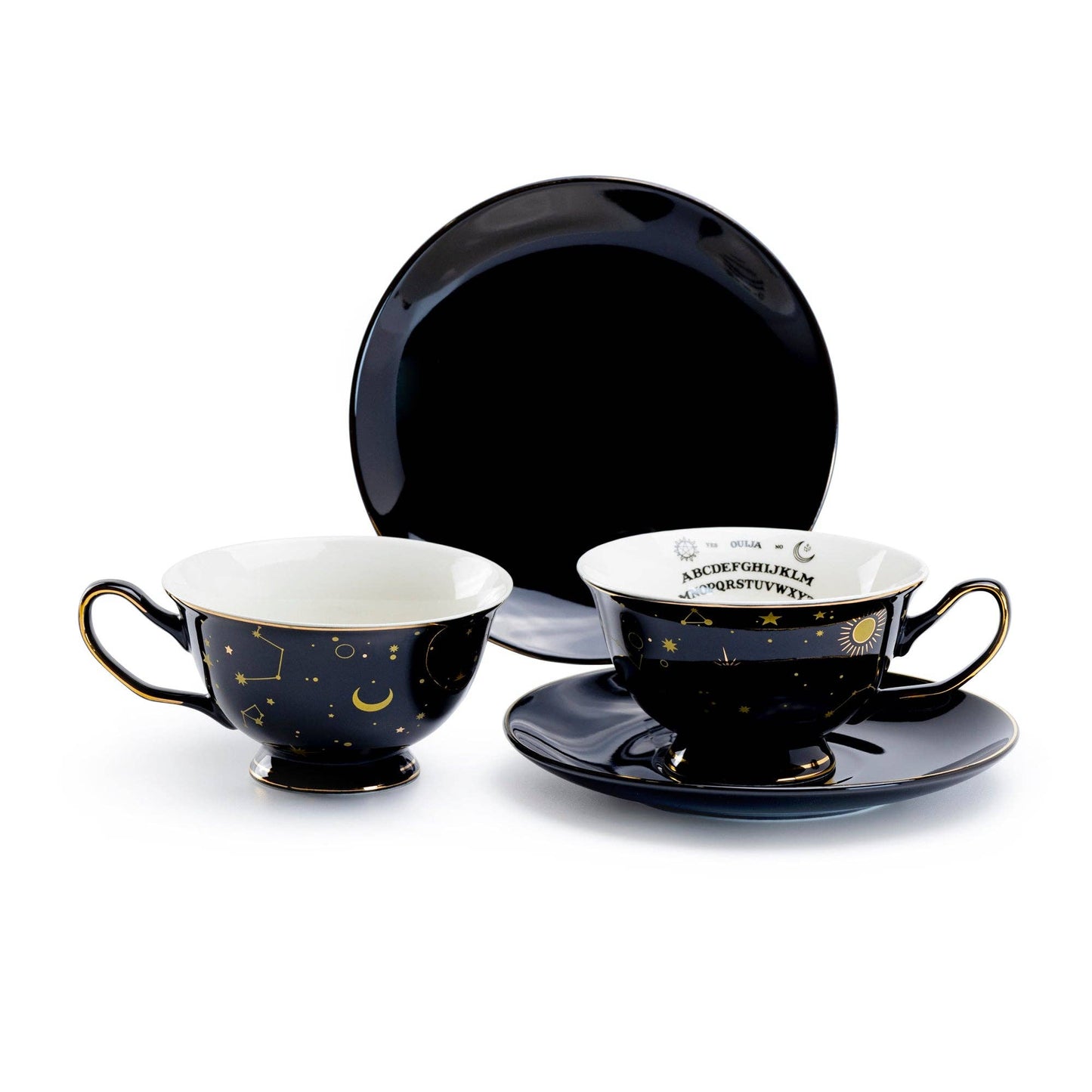 Ouija Black/Gold Tea Cup and Saucer