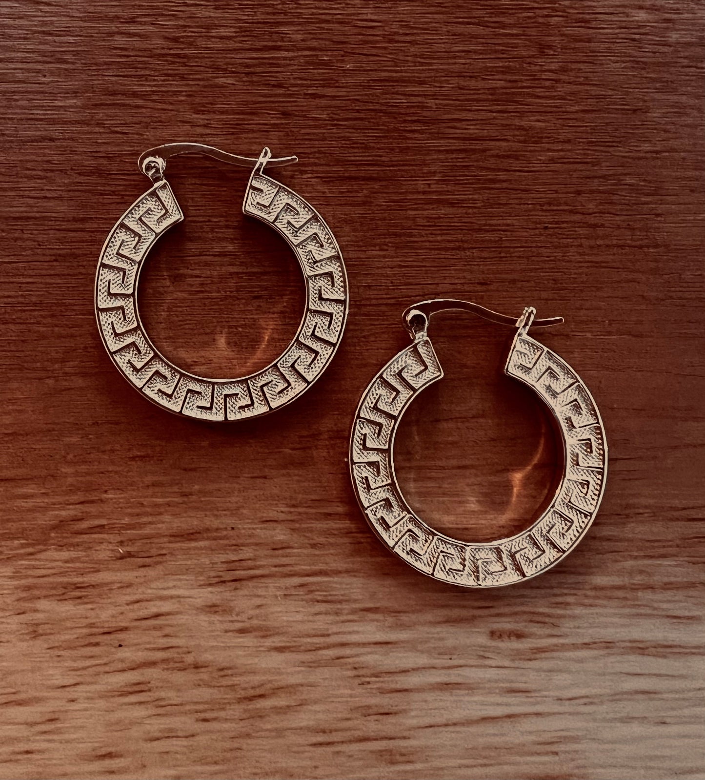 14K Gold Plating Roman Inspired Modern Hoop Earrings