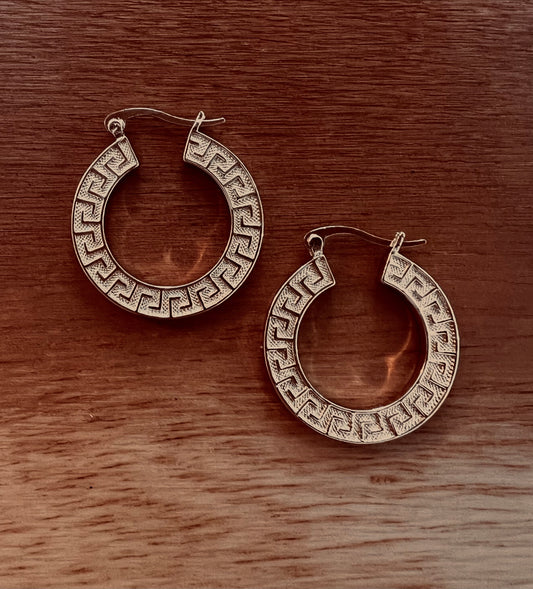 14K Gold Plating Roman Inspired Modern Hoop Earrings
