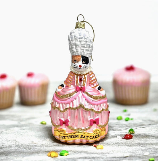 Marie Antoinette Calico Cat Ornament – Hand-Painted French-Inspired Cat Christmas Ornament