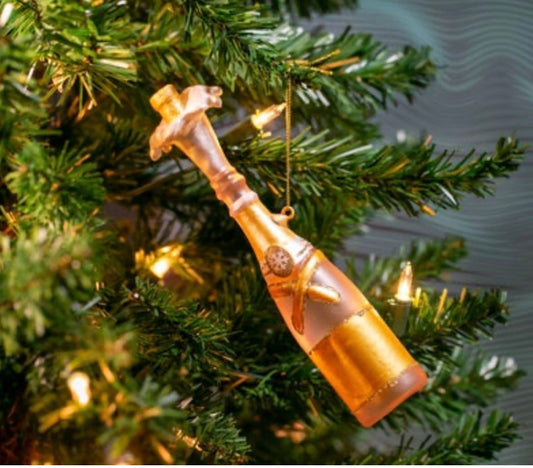 Poppin' Off! Champagne Glass Ornament – Handcrafted Glass Christmas Ornament