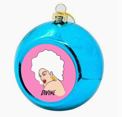 Divine “Deliciously Divine” Christmas Bauble | Shiny Blue Non-Breakable Ornament