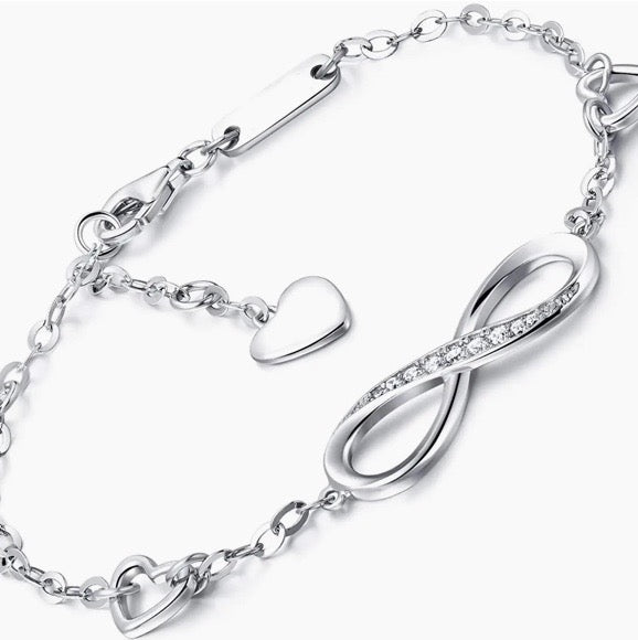 Infinity Pendant Chain Bracelet in 14K White Gold