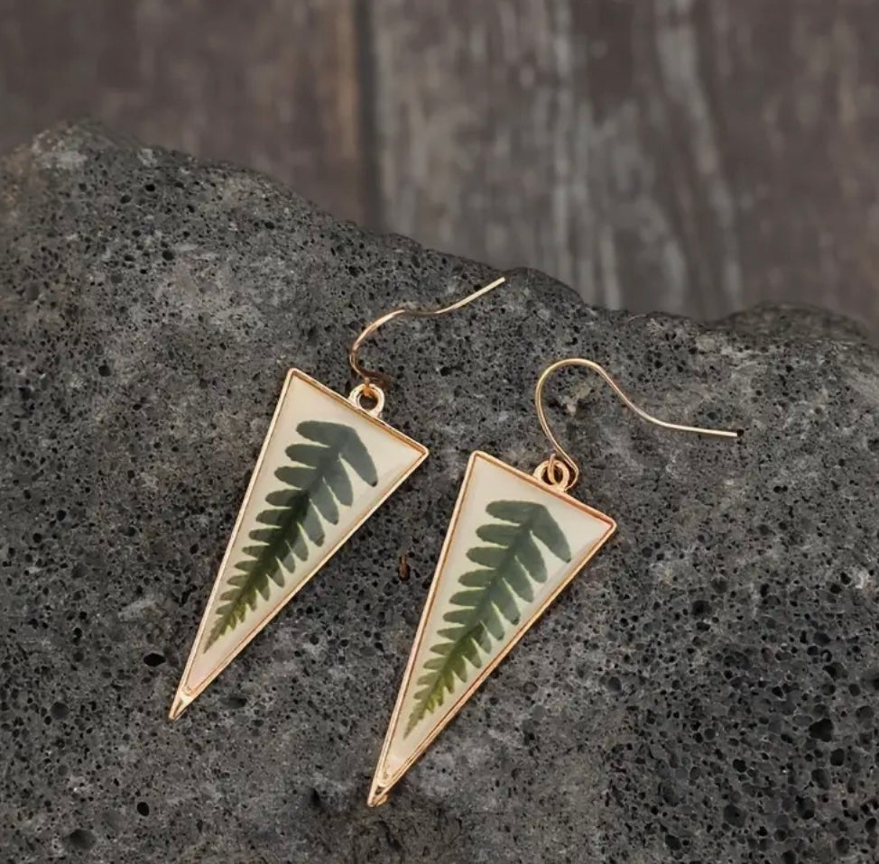 Wild Fern Triangle Earrings