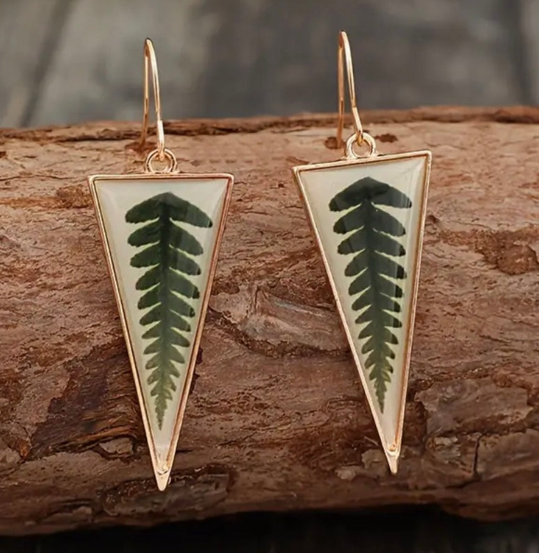 Wild Fern Triangle Earrings