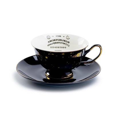 Ouija Black/Gold Tea Cup and Saucer