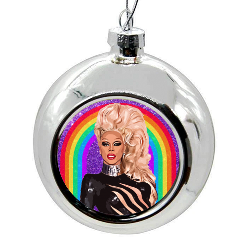 RuPaul “Glitter Ru” Christmas Bauble | Silver Non-Breakable Ornament