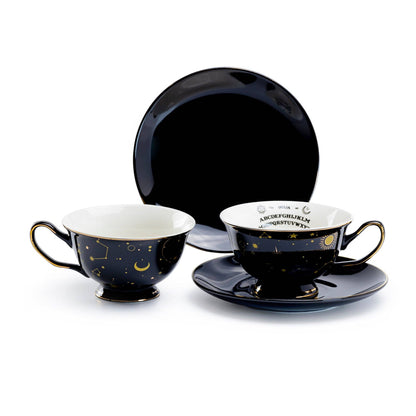 Ouija Black/Gold Tea Cup and Saucer